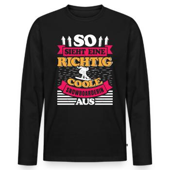 So Sieht eine Richtig Coole Snowboarderin aus - Männer Premium Bio Langarmshirt - Schwarz - Vorne - Nico (187cm)