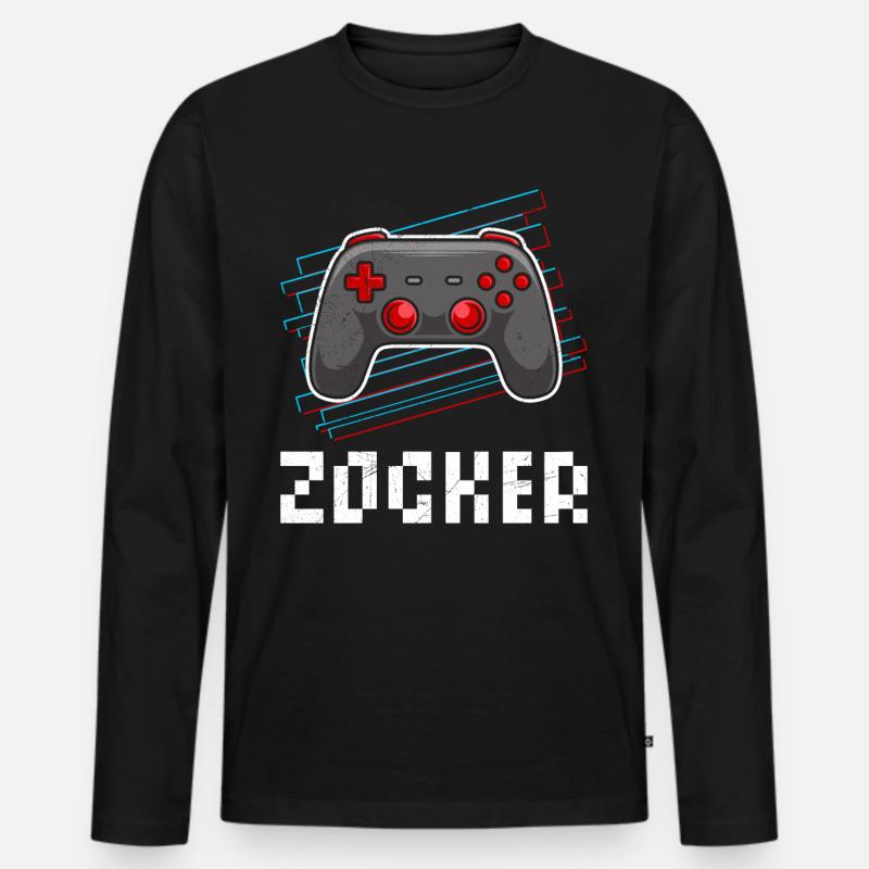 Gamer Zocker Videospiele Controller Spielekonsole - Männer Premium Bio Langarmshirt - Schwarz