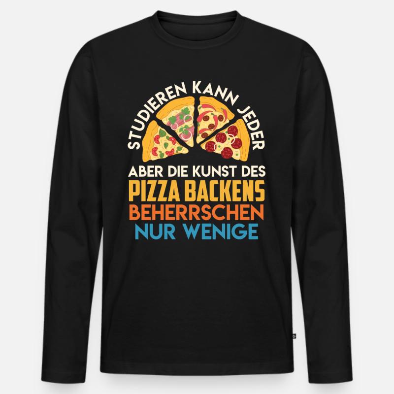 Studieren kann Jeder Kunst des Pizza Backens - Männer Premium Bio Langarmshirt - Schwarz