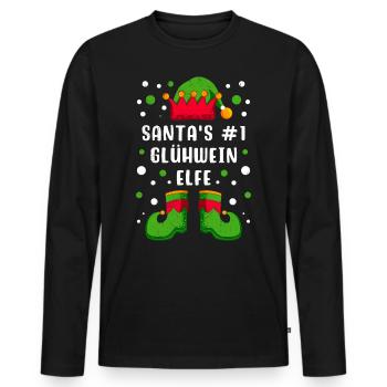 Santa's Nummer 1 Glühwein Elfe Weihnachten - Männer Premium Bio Langarmshirt - Schwarz - Vorne - Nico (187cm)