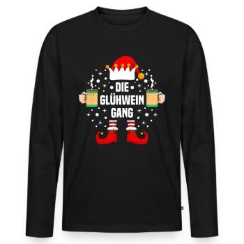 Weihnachten Die Glühwein Gang Punsch - Männer Premium Bio Langarmshirt - Schwarz - Vorne - Nico (187cm)