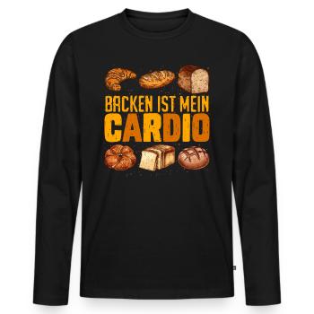 Backen ist mein Cardio Brotbäcker Backliebhaber - Männer Premium Bio Langarmshirt - Schwarz - Vorne - Nico (187cm)