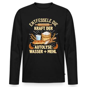 Bäcker Entfessele die Kraft von Wasser und Mehl - Männer Premium Bio Langarmshirt - Schwarz - Vorne - Nico (187cm)