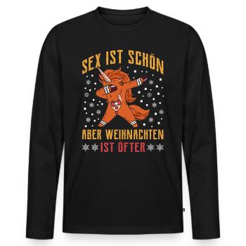 Lustig Sex ist Schön aber Weihnachten ist Öfter - Männer Premium Bio Langarmshirt - Schwarz - Vorne - Nico (187cm)