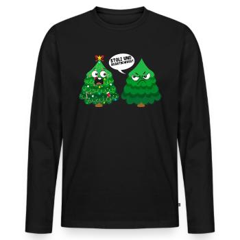 Tannenbaum Stolz und Selbstbewusst Weihnachten - Männer Premium Bio Langarmshirt - Schwarz - Vorne - Nico (187cm)