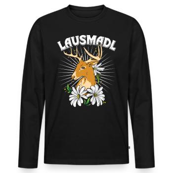 Lausmadl Bayerisches Trachten Shirt Frauen - Männer Premium Bio Langarmshirt - Schwarz - Vorne - Nico (187cm)