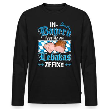 Leberkäse In Bayern Isst Ma an Lebakas Zefix - Männer Premium Bio Langarmshirt - Schwarz - Vorne - Nico (187cm)