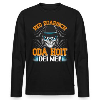 Bayern Red Boarisch oda Hoit dei Mei Bayerisch - Männer Premium Bio Langarmshirt - Schwarz - Vorne - Nico (187cm)