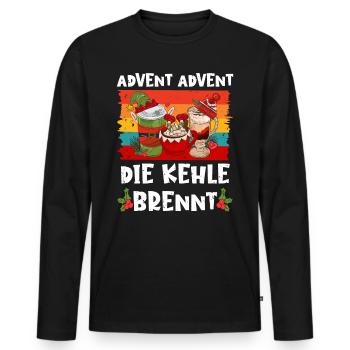 Glühwein Fan Advent Advent die Kehle Brennt - Männer Premium Bio Langarmshirt - Schwarz - Vorne - Nico (187cm)