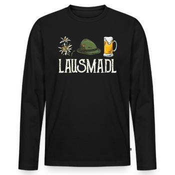 Lausmadl Bayern Bierfan Bayerische Frauen - Männer Premium Bio Langarmshirt - Schwarz - Vorne - Nico (187cm)