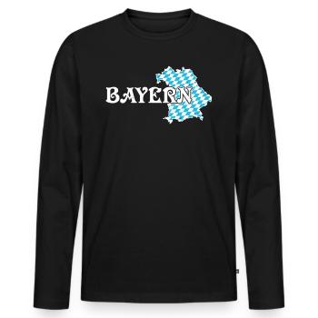 Bayern Bayerische Flagge Weiß Blau München Shirt - Männer Premium Bio Langarmshirt - Schwarz - Vorne - Nico (187cm)