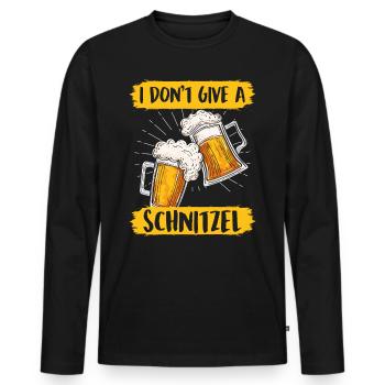 Schnitzel Shirt Bayerisch I don't Give a Schnitzel - Männer Premium Bio Langarmshirt - Schwarz - Vorne - Nico (187cm)