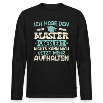 Master Party Habe den Master Überlebt Masterarbeit - Männer Premium Bio Langarmshirt - Schwarz - Vorne - Nico (187cm)