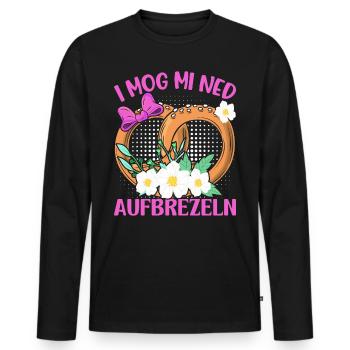 Deutsche Brezeln I Mog Mi ned Aufbrezeln Frauen - Männer Premium Bio Langarmshirt - Schwarz - Vorne - Nico (187cm)