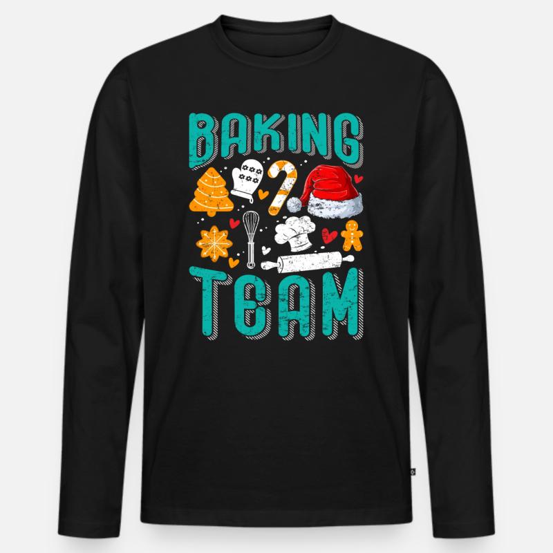 Baking Team Weihnachten Plätzchen Backen - Männer Premium Bio Langarmshirt - Schwarz
