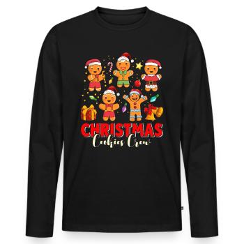 Biscuits de Noël Équipage de biscuits de Noël - T-shirt manches longues Premium bio Homme - noir - Devant - Nico (187cm)