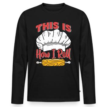 Voici comment je roule la cuisson du pain - T-shirt manches longues Premium bio Homme - noir - Devant - Nico (187cm)
