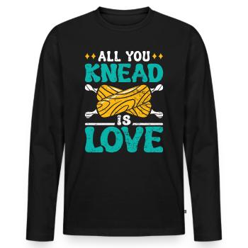 Bread Dough All you Knead is Love Backlieber Bread - Men's Premium Organic Long Sleeve Shirt - black - Front - Nico (187cm)