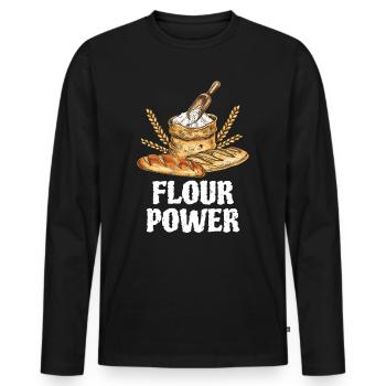 Bread Bakery Flour Power Baking Lovers - Men's Premium Organic Long Sleeve Shirt - black - Front - Nico (187cm)