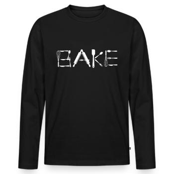 BAKE Confectioner Baker Baking Dough Bakery - Men's Premium Organic Long Sleeve Shirt - black - Front - Nico (187cm)