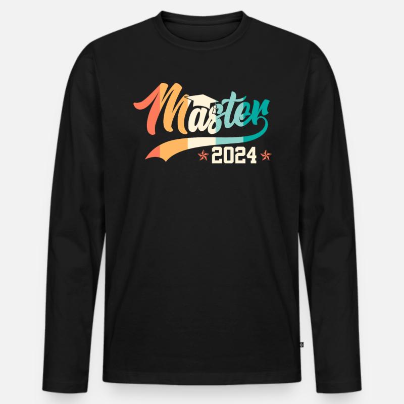 Master 2024 Masterabschluss Bestanden - Männer Premium Bio Langarmshirt - Schwarz