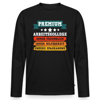 Mitarbeiter PREMIUM Work Colleague Assistenz - Männer Premium Bio Langarmshirt - Schwarz - Vorne - Nico (187cm)