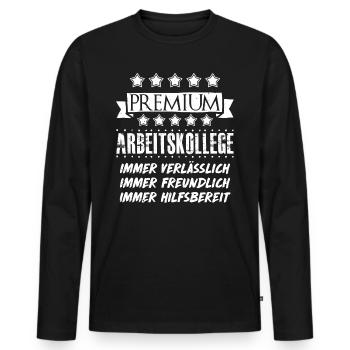 Mitarbeiter PREMIUM Work Colleague Assistenz - Männer Premium Bio Langarmshirt - Schwarz - Vorne - Nico (187cm)