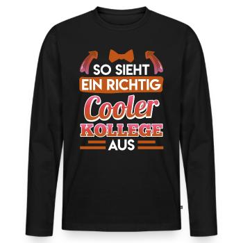 Büro So Sieht ein Richtig Cooler Kollege aus - Männer Premium Bio Langarmshirt - Schwarz - Vorne - Nico (187cm)