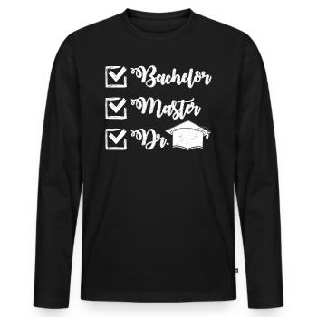 Bachelor Master Dr. Master's Thesis completed - Men's Premium Organic Long Sleeve Shirt - black - Front - Nico (187cm)