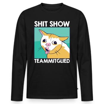 Mitarbeiter Verrückt Shit Show Teammitglied - Männer Premium Bio Langarmshirt - Schwarz - Vorne - Nico (187cm)