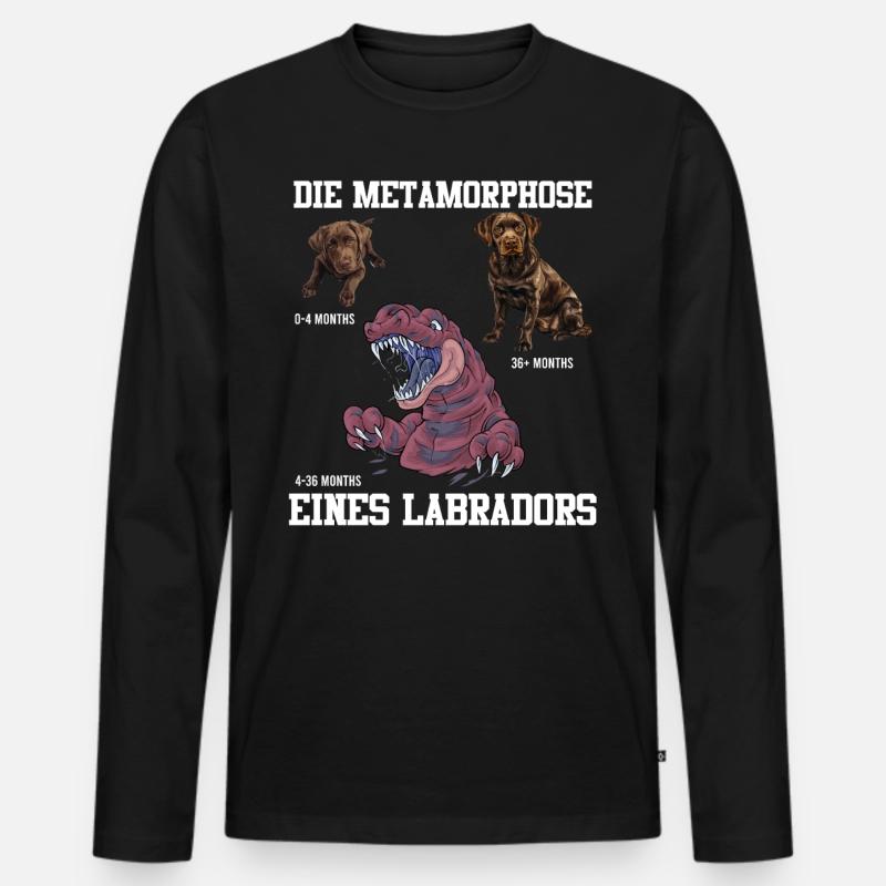 Labrador Hund METAMORPHOSE EINES LABRADORS - Männer Premium Bio Langarmshirt - Schwarz