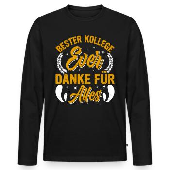 BESTER KOLLEGE EVER Danke für Alles Kollegen - Männer Premium Bio Langarmshirt - Schwarz - Vorne - Nico (187cm)