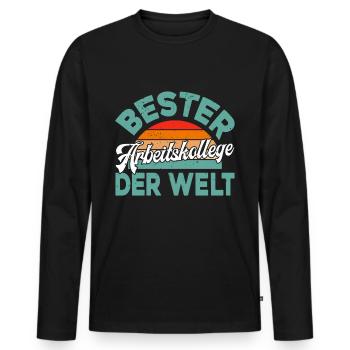Bürokollege BESTER Arbeitskollege der Welt - Männer Premium Bio Langarmshirt - Schwarz - Vorne - Nico (187cm)