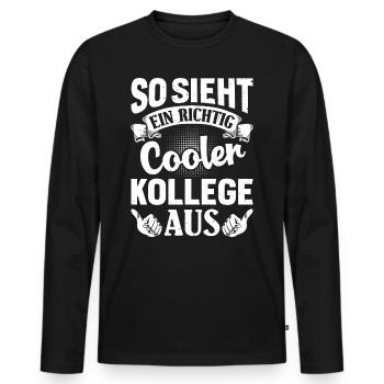 Mitarbeiter So Sieht ein Richtig Cooler Kollege - Männer Premium Bio Langarmshirt - Schwarz - Vorne - Nico (187cm)
