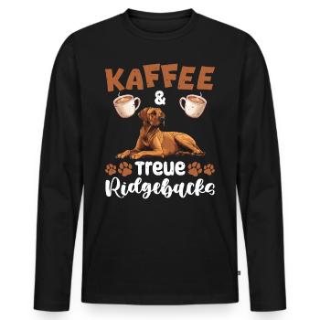 Ridgeback Besitzer KAFFEE UND TREUE RHODESIAN - Männer Premium Bio Langarmshirt - Schwarz - Vorne - Nico (187cm)