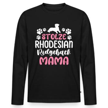 Ridgeback STOLZE RHODESIAN RIDGEBACK MAMA - Männer Premium Bio Langarmshirt - Schwarz - Vorne - Nico (187cm)