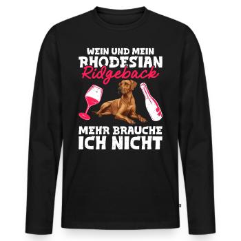 Ridgeback Besitzer WEIN UND MEIN RHODESIAN - Männer Premium Bio Langarmshirt - Schwarz - Vorne - Nico (187cm)