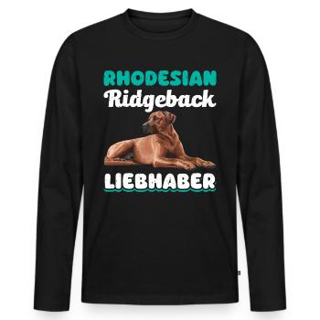 Ridgeback Besitzer RHODESIAN RIDGEBACK LIEBHABER - Männer Premium Bio Langarmshirt - Schwarz - Vorne - Nico (187cm)