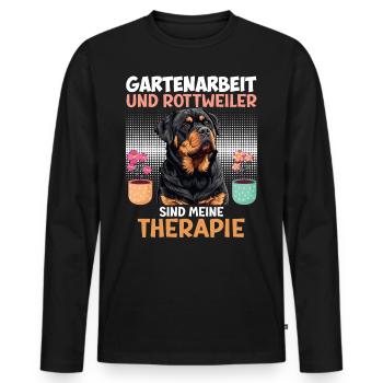 GARTENARBEIT UND ROTTWEILER SIND THERAPIE Rottie - Männer Premium Bio Langarmshirt - Schwarz - Vorne - Nico (187cm)