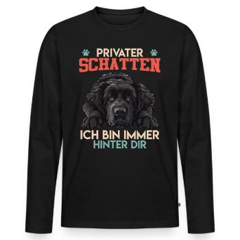 Newfie PRIVATER SCHATTEN BIN IMMER HINTER DIR - Männer Premium Bio Langarmshirt - Schwarz - Vorne - Nico (187cm)