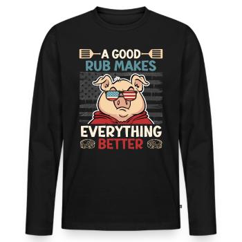 Grillmeister A GOOD RUB MAKES EVERYTHING BETTER - Men's Premium Organic Long Sleeve Shirt - black - Front - Nico (187cm)