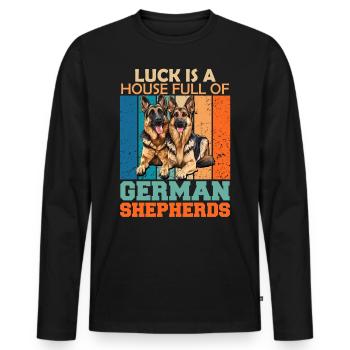 German Shepherds LUCK IS A HOUSE FULL OF GERMAN - Men's Premium Organic Long Sleeve Shirt - black - Front - Nico (187cm)