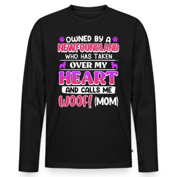 Hundemama OWNED BY A NEWFOUNDLAND Hundebesitzerin - Männer Premium Bio Langarmshirt - Schwarz - Vorne - Nico (187cm)