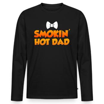 BBQ SMOKING HOT DAD Meat Lover Funny - Men's Premium Organic Long Sleeve Shirt - black - Front - Nico (187cm)