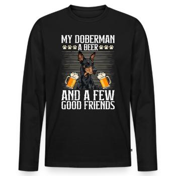 Doberman owner MY DOBERMAN A BEER AND FEW - Men's Premium Organic Long Sleeve Shirt - black - Front - Nico (187cm)