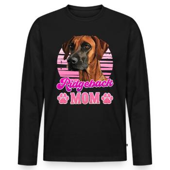 RIDGEBACK MAMA Rhodesian Ridgeback Hundemama - Männer Premium Bio Langarmshirt - Schwarz - Vorne - Nico (187cm)
