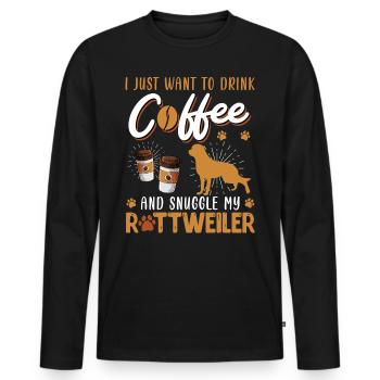 Rotti Propriétaire ENVIE DE BOIRE DU CAFÉ AVEC - T-shirt manches longues Premium bio Homme - noir - Devant - Nico (187cm)