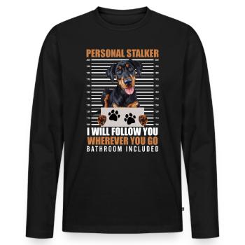 Doberman propriétaire PERSONAL STALKER Drôle - T-shirt manches longues Premium bio Homme - noir - Devant - Nico (187cm)