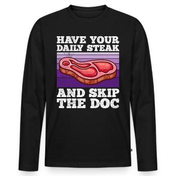 Fleisch fan a votre viande quotidienne skip doc - T-shirt manches longues Premium bio Homme - noir - Devant - Nico (187cm)