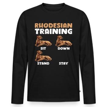 RHODESIAN RIDGEBACK TRAINING Lustiges Ridgeback - Männer Premium Bio Langarmshirt - Schwarz - Vorne - Nico (187cm)